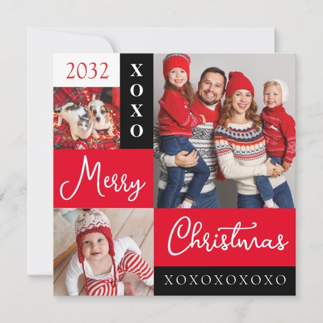Personalized Holiday Photo Collage Karte (Vorderseite)