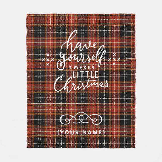 Personalized Holiday Plaid Fleece Blanket (Vorderseite)