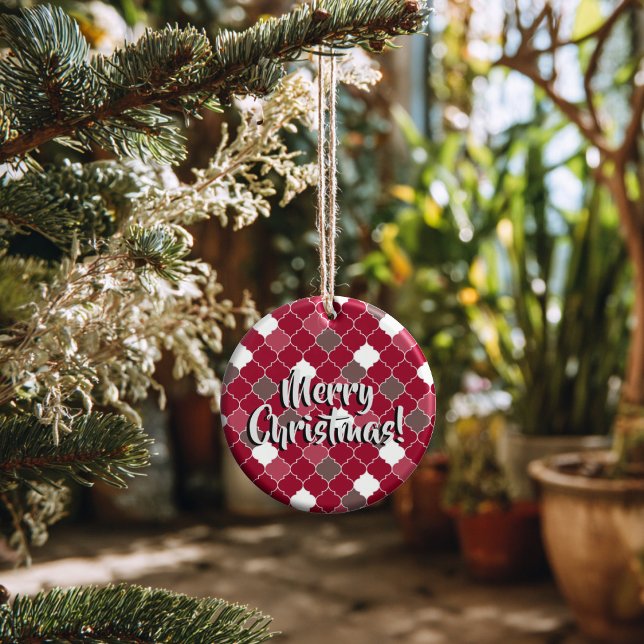 Personalized Holiday Quatrefoil Christmas Keramik Ornament (Thoughtful Custom Gift Idea for Milestones, doubles as an ornament or a collectible gift tag.
)