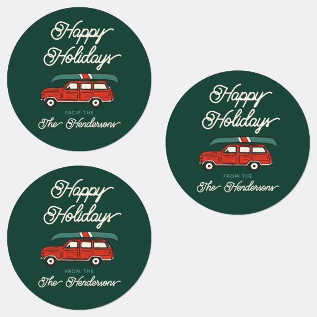 Personalized Holiday Red Wagon Truck Christmas Etiketten (Gruppe)