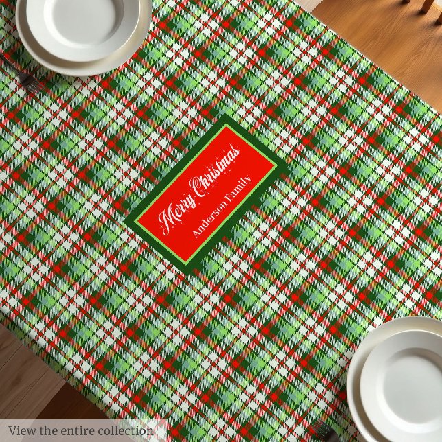 Personalized Holiday Tablecloth Elegant Red Green Tischdecke (Personalized Holiday Tablecloth Elegant Red Green)