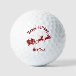 Personalized Holidays Santa Sleigh Ride Scene Golfball
