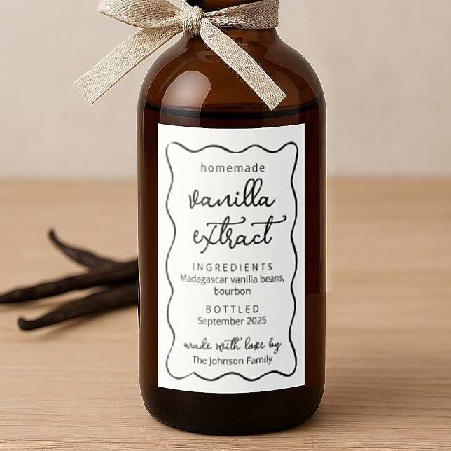 Personalized Homemade Vanilla Extract Doodle Label Weinetikett (Von Creator hochgeladen)