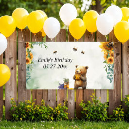 Personalized Honey Bear Birthday  Banner