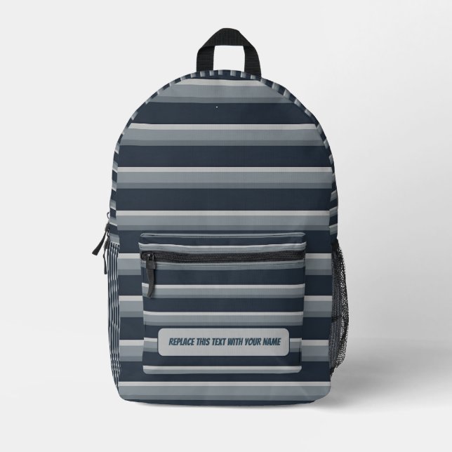 Personalized Horizontal Stripe Backpack Bedruckter Rucksack (Vorderseite)