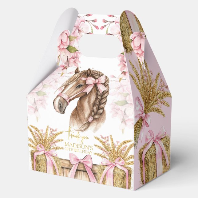 Personalized Horse Gift Girly Blush Pink Geschenkschachtel (Vorderseite)