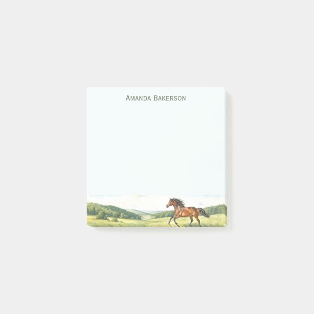Personalized Horse Stationery Customized Name Post-it Klebezettel (Vorderseite)
