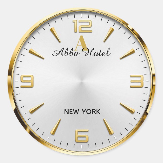 Personalized Hotel Name Luxury Gold Silver  Runder Aufkleber (Vorderseite)