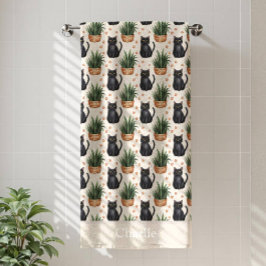 Personalized Houseplants and Cat Strandtuch