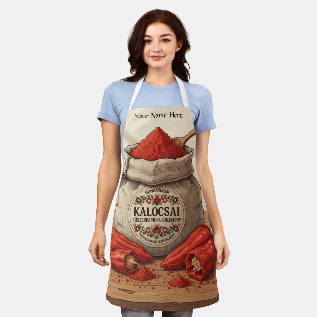 Personalized Hungarian Kalocsai Paprika Apron  Schürze (Getragen)