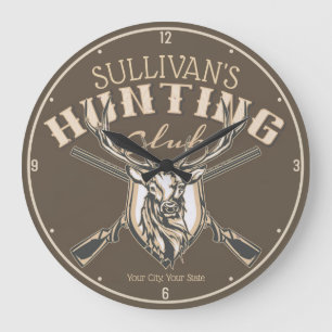 Personalized Hunter NAME Deer Rifle Hunting Club Große Wanduhr
