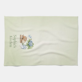 Personalized Hydrangea Kitchen Towel, Custom Name  Geschirrtuch
