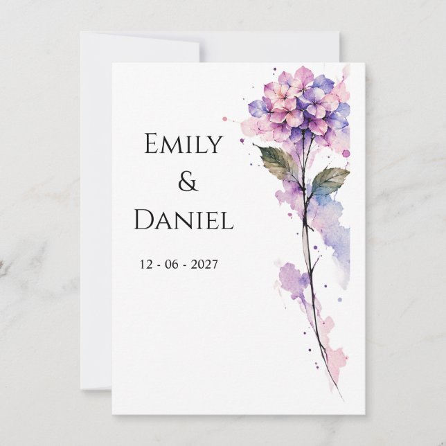 Personalized Hydrangea Save the Date Card (Vorderseite)