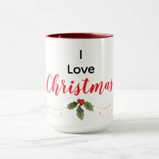 Personalized I Love Christmas Mug Tasse