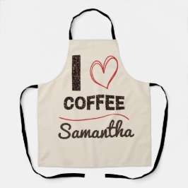 Personalized I Love Coffee Bean Barista Apron Gift Schürze