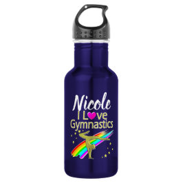 PERSONALIZED I LOVE GYMNASTICS DESIGN EDELSTAHLFLASCHE