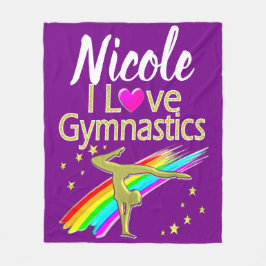 PERSONALIZED I LOVE GYMNASTICS DESIGN FLEECEDECKE