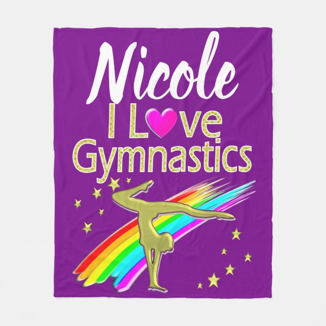 PERSONALIZED I LOVE GYMNASTICS DESIGN FLEECEDECKE (Vorderseite)