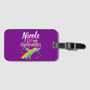 PERSONALIZED I LOVE GYMNASTICS DESIGN GEPÄCKANHÄNGER
