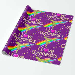 PERSONALIZED I LOVE GYMNASTICS DESIGN GESCHENKPAPIER