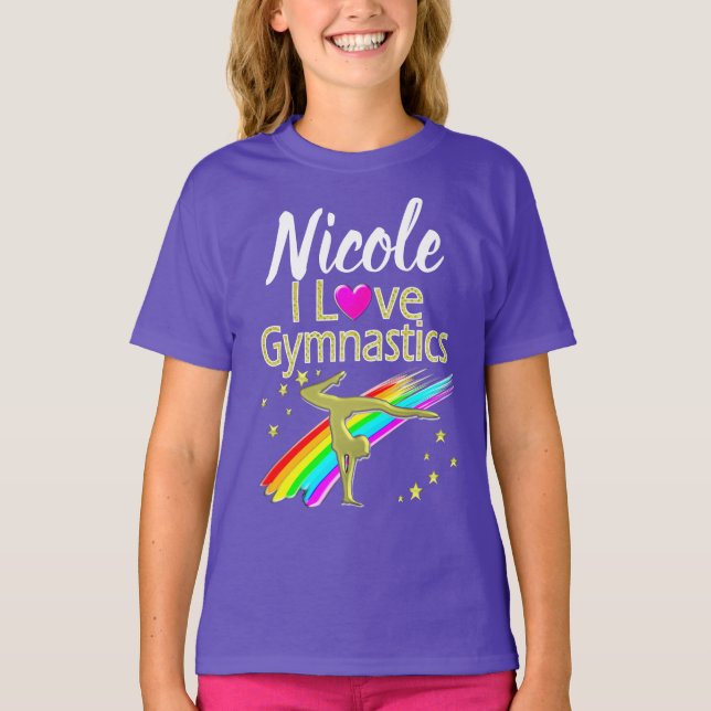 PERSONALIZED I LOVE GYMNASTICS DESIGN T-Shirt (Vorderseite)