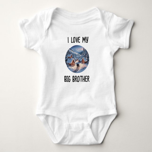 Personalized I Love My Big Brother Dog Photo Baby  Baby Strampler (Vorderseite)