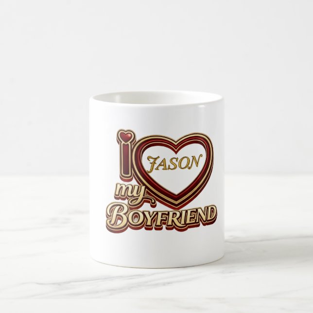 Personalized I Love My Boyfriend Custom Name Kaffeetasse (Mittel)