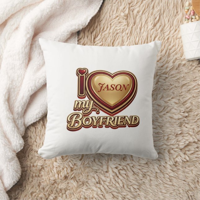 Personalized I Love My Boyfriend Custom Name Kissen (Decke)