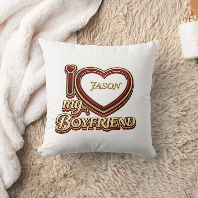 Personalized I Love My Boyfriend Custom Name Kissen (Decke)