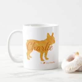 Personalized I Love My Frenchie French Bulldog Kaffeetasse