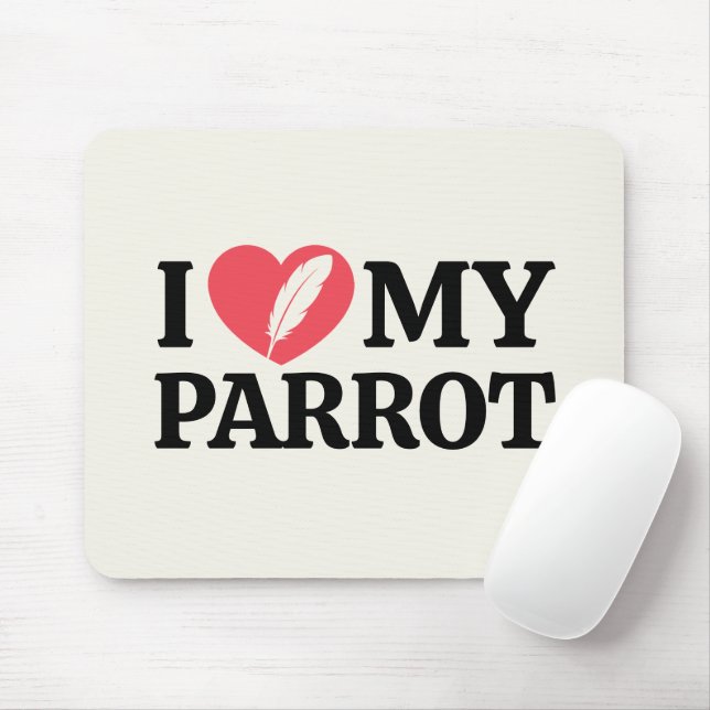 Personalized I Love My Parrot Heart Typography Mousepad (Mit Mouse)