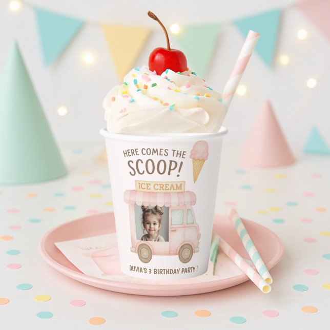 Personalized Ice Cream Truck Photo Birthday  Pappbecher (Von Creator hochgeladen)