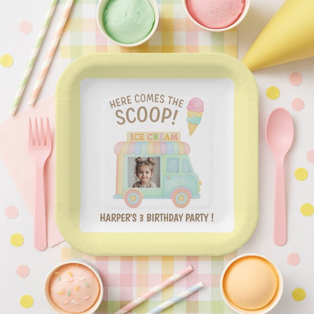 Personalized Ice Cream Truck Photo Birthday Party  Pappteller (Von Creator hochgeladen)