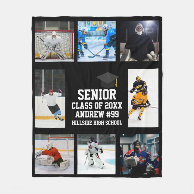 Personalized Ice Hockey Senior Night Graduation Fleecedecke (Vorderseite)