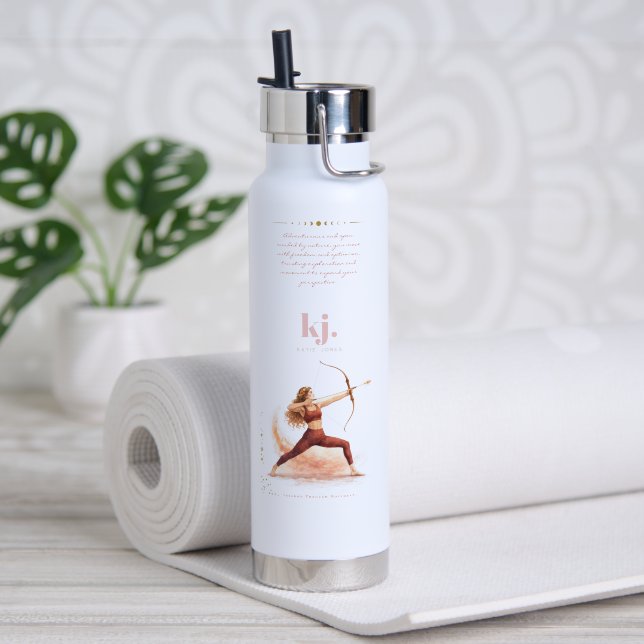 Personalized Illustrated Sagittarius Zodiac Quote Trinkflasche (Yoga (gedreht)