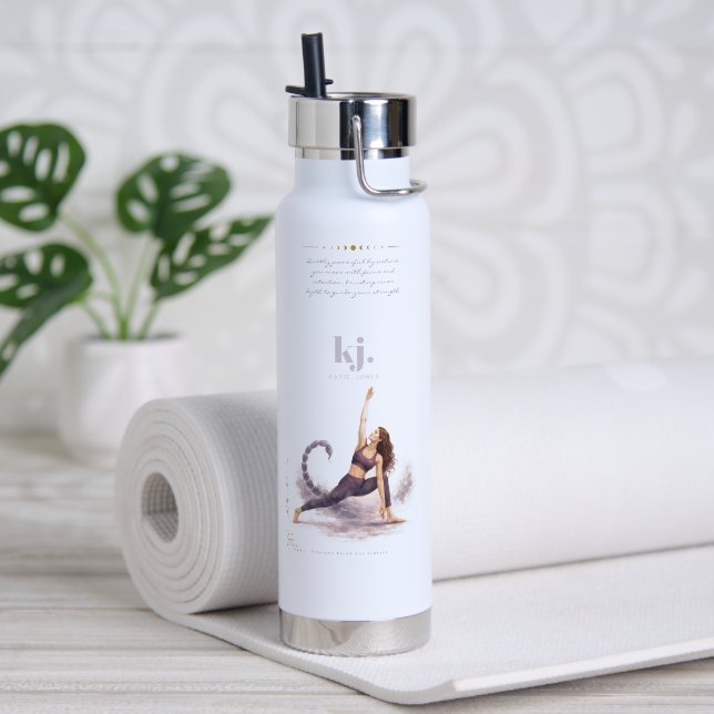 Personalized Illustrated Scorpio Zodiac Quote Trinkflasche (Yoga (gedreht)