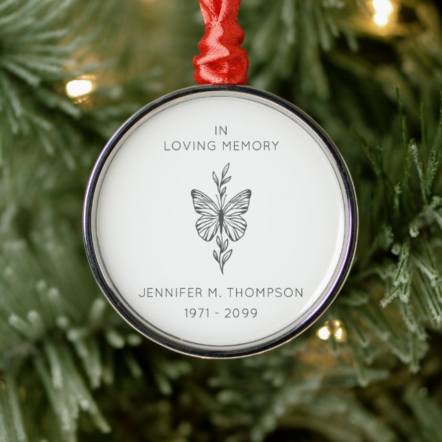 Personalized In Loving Memory Butterfly  Ornament Aus Metall (Baum)