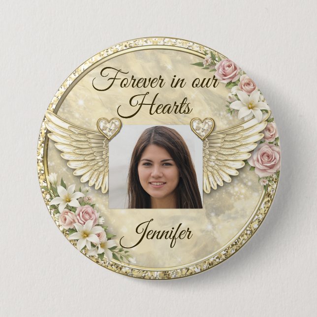 Personalized In Memorial Photo Template Button (Vorderseite)