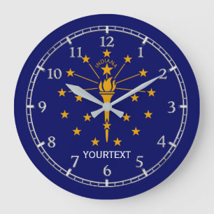 Personalized Indiana State Flag Design on Große Wanduhr
