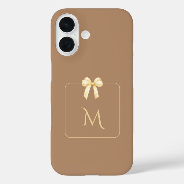 Personalized Initial Bow Brown Aesthetic Case-Mate iPhone Hülle (Rückseite)
