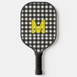Personalized Initial Checkered Modern Minimal Pickleball Schläger