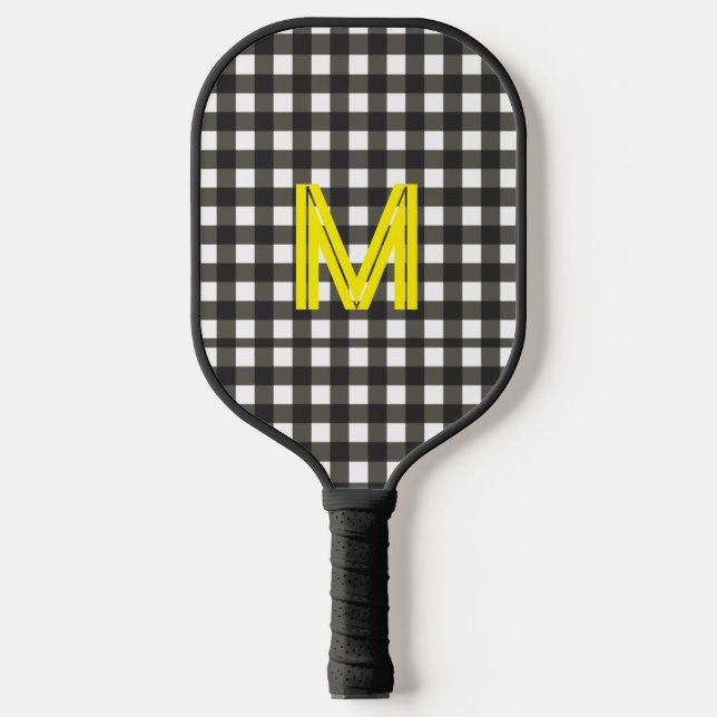 Personalized Initial Checkered Modern Minimal  Pickleball Schläger (Vorderseite)