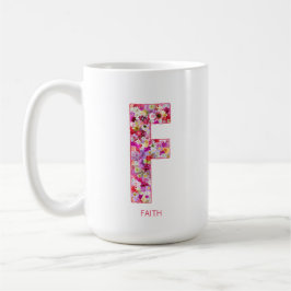 Personalized Initial | Floral Letter F Monogram  Kaffeetasse