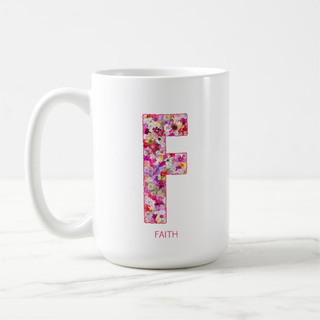 Personalized Initial | Floral Letter F Monogram  Kaffeetasse (Links)