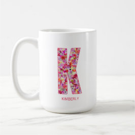 Personalized Initial | Floral Letter K Monogram  Kaffeetasse