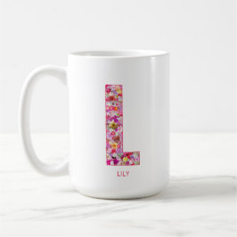 Personalized Initial | Floral Letter L Monogram  Kaffeetasse