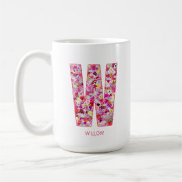 Personalized Initial | Floral Letter W Monogram  Kaffeetasse