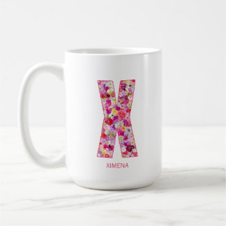 Personalized Initial | Floral Letter X Monogram  Kaffeetasse