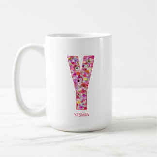 Personalized Initial | Floral Letter Y Monogram  Kaffeetasse