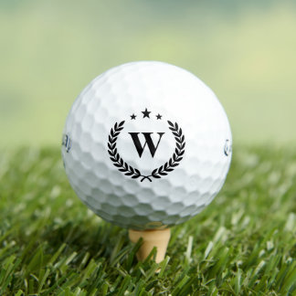 Personalized Initial Monogram With Laurel wreath Golfball